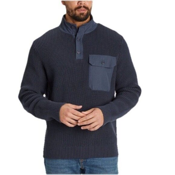 Duluth Trading Co Mens Size XL Brigadier Button Mock Sweater Blue Gray ($99.95) - Picture 3 of 12